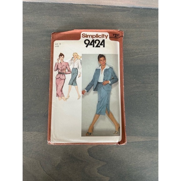 Simplicity Vintage Uncut Suit with Unlined Jacket and Blouse Size 14 No 9424 - Picture 1 of 7
